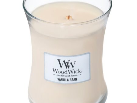 WoodWick Vanilla Bean Medium Hourglass Jar Candle For Sale