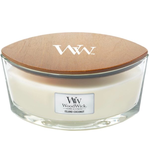 WoodWick Island Coconut Ellipse Jar Candle For Sale