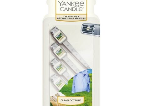 Yankee Candle Clean Cotton Car Vent Stick Air Freshener Pack of 4 Sale