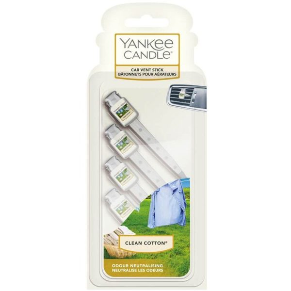 Yankee Candle Clean Cotton Car Vent Stick Air Freshener Pack of 4 Sale