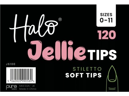 Halo Jellie Tips Soft Gel Nail Tips Stiletto x120 Sizes 0-11 For Sale