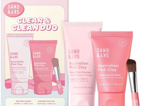 Sand & Sky Australian Pink Clay Clear & Clean Duo Gift Set For Sale