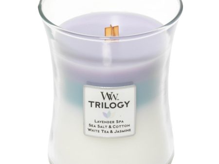 WoodWick Trilogy Calming Retreat Medium Hourglass Jar Candle For Cheap