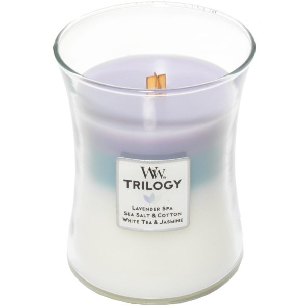 WoodWick Trilogy Calming Retreat Medium Hourglass Jar Candle For Cheap