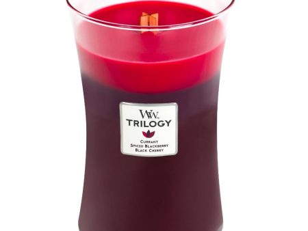 WoodWick Trilogy Sun Ripened Berries Large Hourglass Jar Candle For Sale